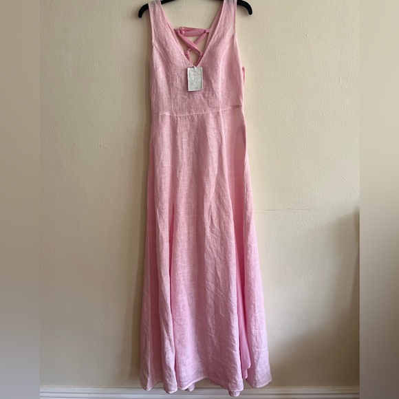 NWT $ 695 120% Lino Design Italy Light Pink Maxi Dress Size XS / 40 - Picture 3 of 12